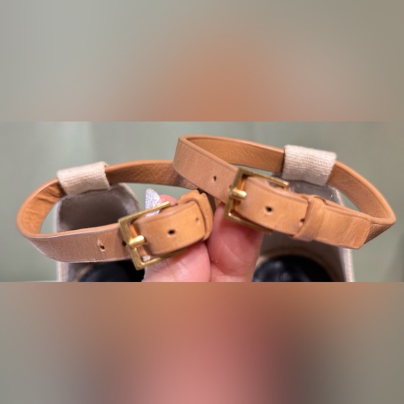 TORY BURCH Wedge Espadrille Sandal Cream & Black Size 8. - Picture 13 of 14